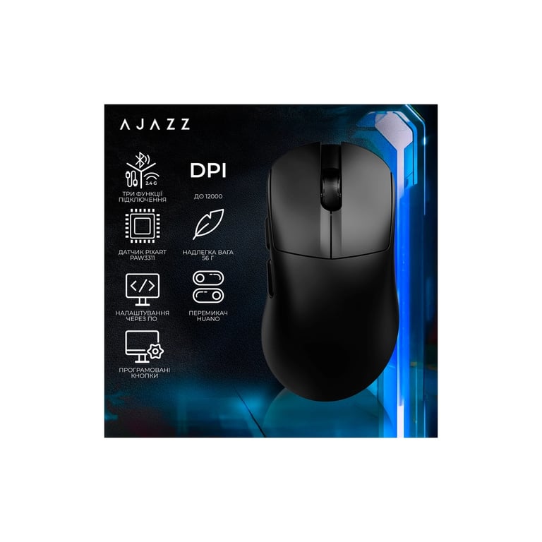 Мишка Ajazz AJ179 V2 MAX Wireless/Bluetooth/USB Black (AJ179-V2-MAX-B) - фото 7