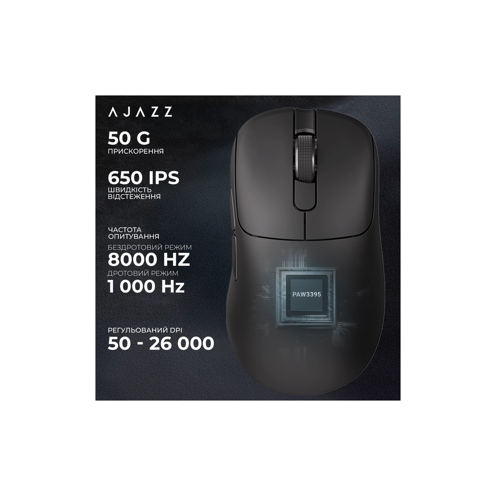 Мишка Ajazz AJ179PRO Wireless/Bluetooth/USB Charging Dock Black (AJ179-PRO-B) - фото 12 Мишка Ajazz AJ179PRO Wireless/Bluetooth/USB Charging Dock Black (AJ179-PRO-B) - фото 12