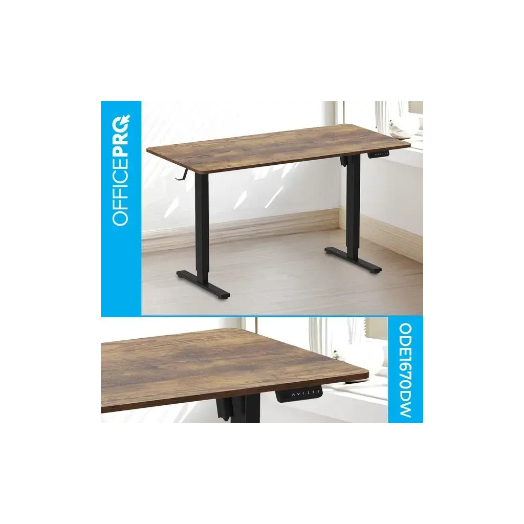 Комп'ютерний стіл OfficePro ODE1670DW Dark Wood/Black (ODE1670DW) - фото 3 Комп'ютерний стіл OfficePro ODE1670DW Dark Wood/Black (ODE1670DW) - фото 3