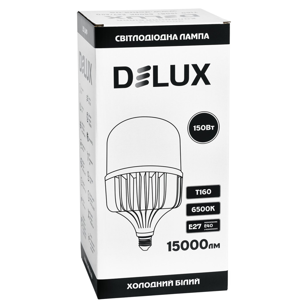 Лампочка Delux T160 150Вт Е27/E40 6500K 230В (90023332) - фото 2 Лампочка Delux T160 150Вт Е27/E40 6500K 230В (90023332) - фото 2