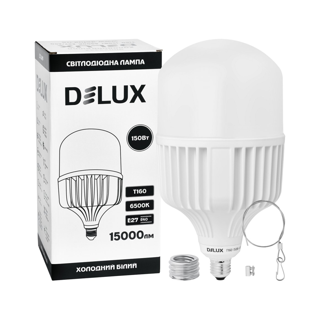 Лампочка Delux T160 150Вт Е27/E40 6500K 230В (90023332) - фото 3 Лампочка Delux T160 150Вт Е27/E40 6500K 230В (90023332) - фото 3