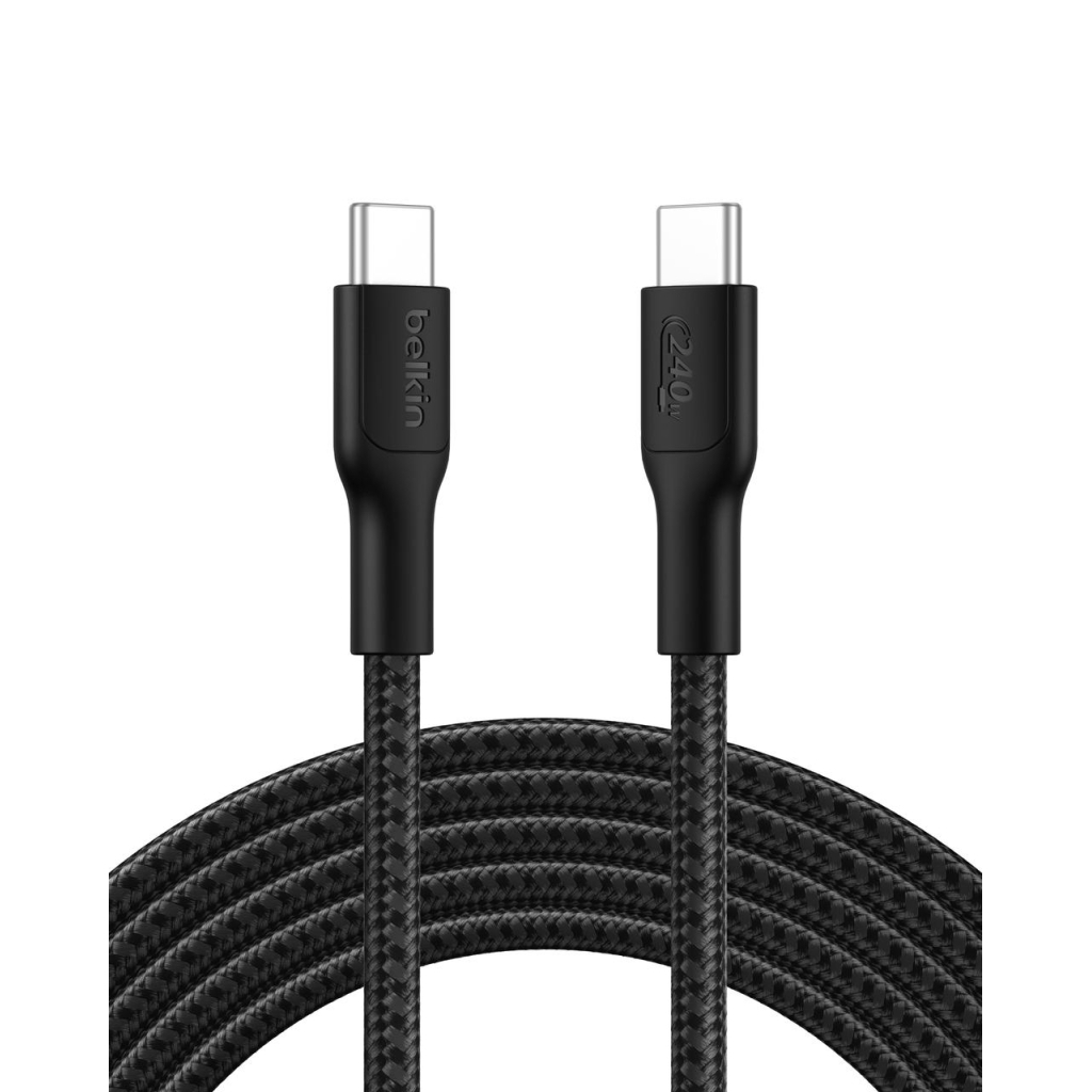 Дата кабель USB-C to USB-C 3.0m 240W black Belkin (CAB025HQ3MBK) - фото 1