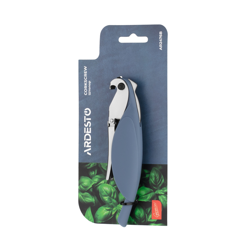 Штопор Ardesto Gemini, 13.3 см, нержавіюча сталь, пластик, синій (AR2476B) - фото 4 Штопор Ardesto Gemini, 13.3 см, нержавіюча сталь, пластик, синій (AR2476B) - фото 4