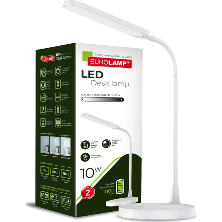 Настільна лампа Eurolamp LED 10W 350lm 4000K 1800mAh (LED-TLB-10W(white)) - фото 2
