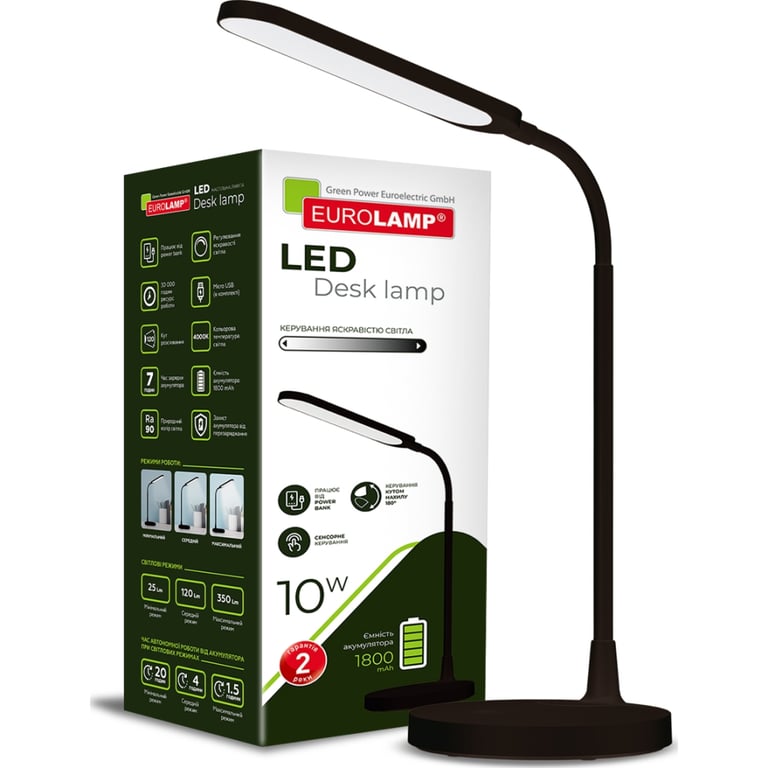 Настільна лампа Eurolamp LED 10W 350lm 4000K 1800mAh (LED-TLB-10W(black)) - фото 2