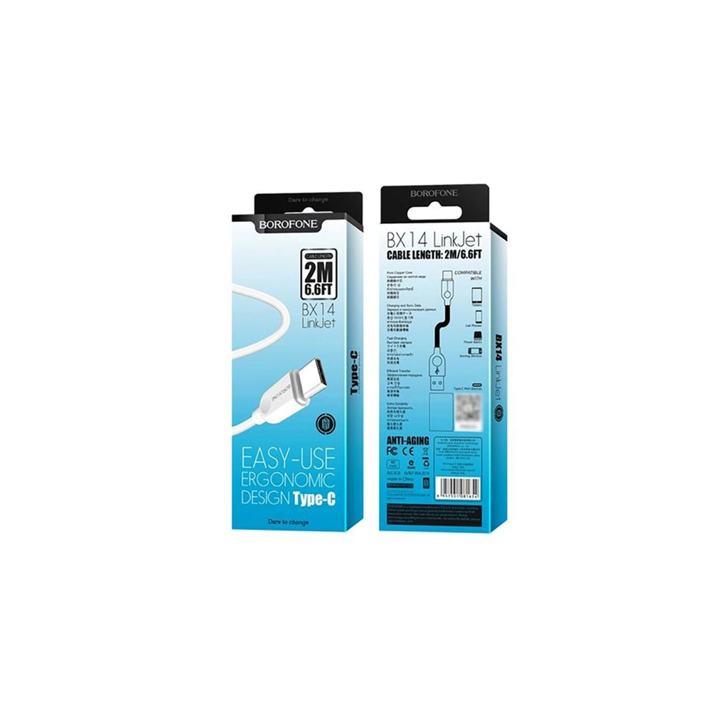 Дата кабель USB 2.0 AM to USB-C 2.0m 2.4A white BOROFONE (6957531090021) - фото 2 Дата кабель USB 2.0 AM to USB-C 2.0m 2.4A white BOROFONE (6957531090021) - фото 2