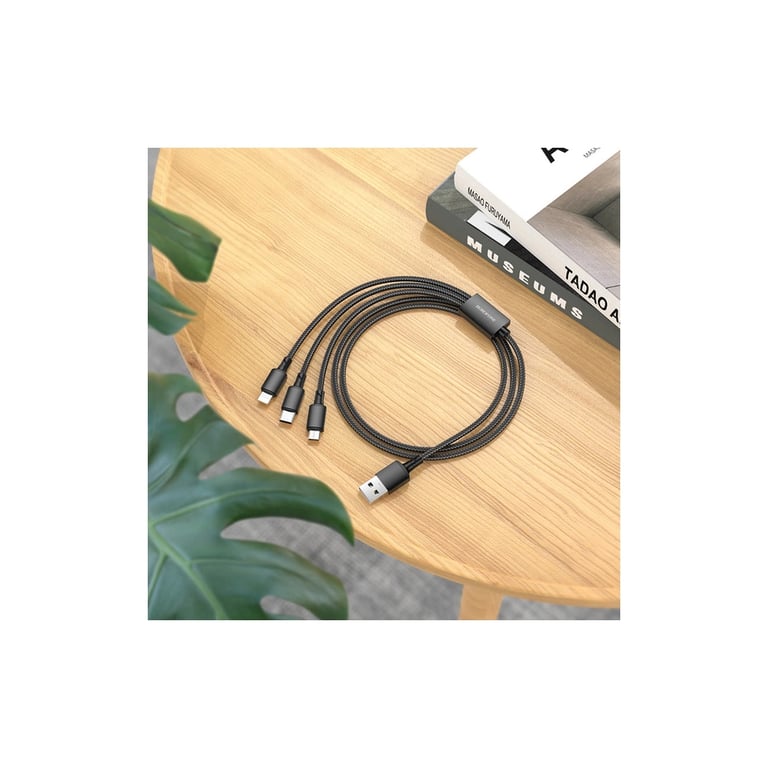 Дата кабель USB 2.0 AM to Lightning + Micro 5P + USB-C 1.0m black BOROFONE (6974443384666) - фото 2