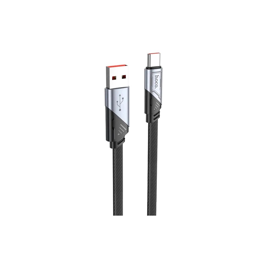 Дата кабель USB 2.0 AM to USB-C 1.2m 5A nylon black HOCO (6942007605007) - фото 1
