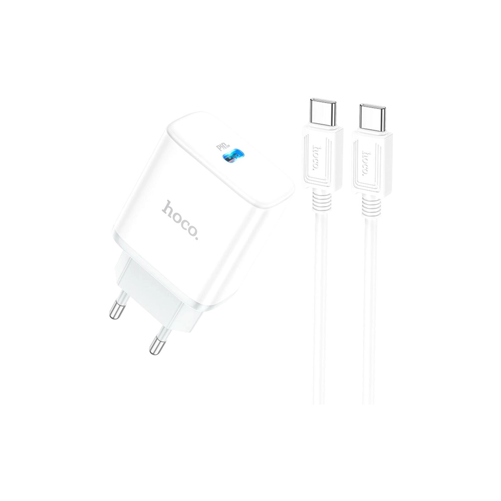 Зарядний пристрій HOCO C104A USB-C PD20W + cable USB-C to USB-C white (6931474782915) Зарядний пристрій HOCO C104A USB-C PD20W + cable USB-C to USB-C white (6931474782915)