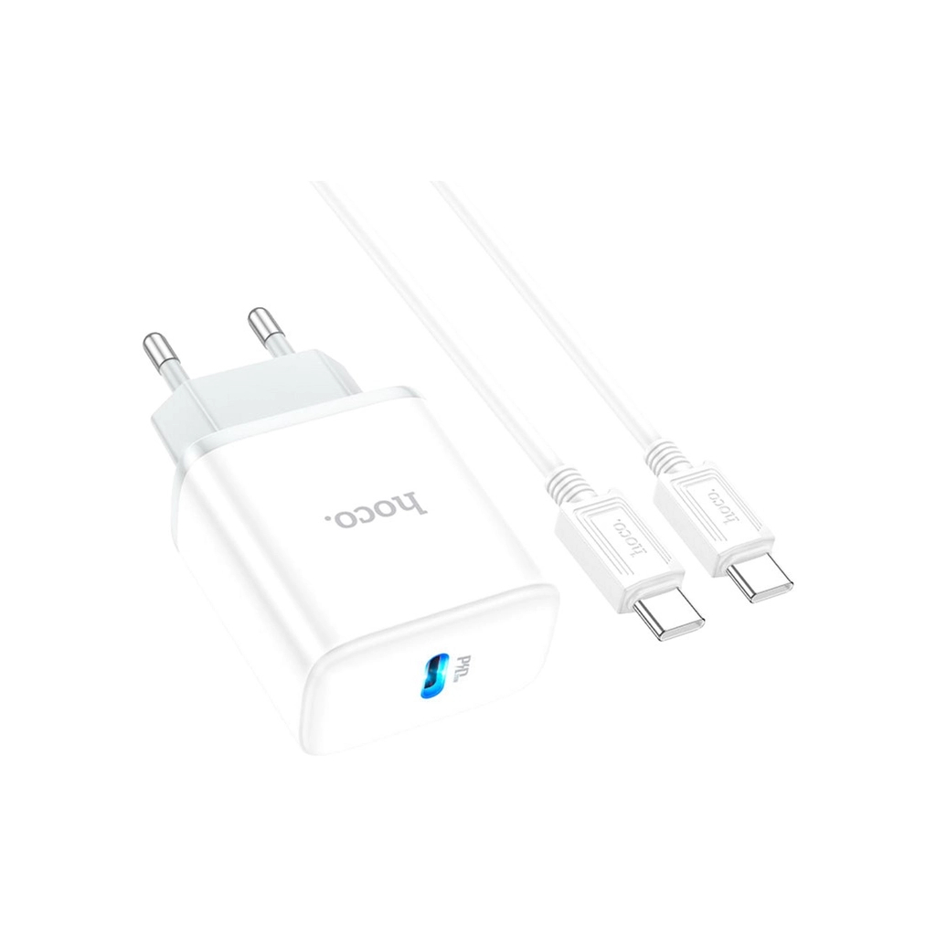 Зарядний пристрій HOCO C104A USB-C PD20W + cable USB-C to USB-C white (6931474782915) - фото 6 Зарядний пристрій HOCO C104A USB-C PD20W + cable USB-C to USB-C white (6931474782915) - фото 6