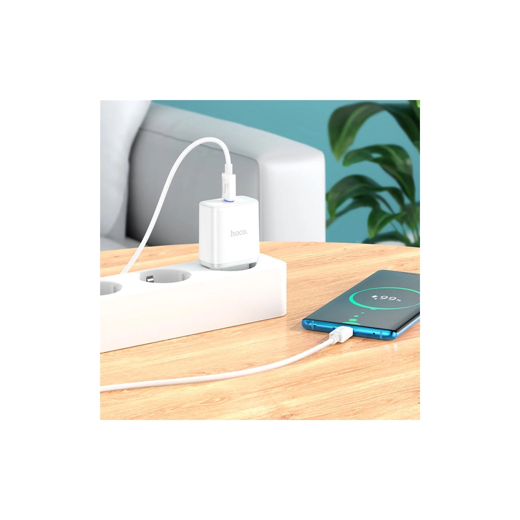 Зарядний пристрій HOCO C104A USB-C PD20W + cable USB-C to USB-C white (6931474782915) - фото 9 Зарядний пристрій HOCO C104A USB-C PD20W + cable USB-C to USB-C white (6931474782915) - фото 9