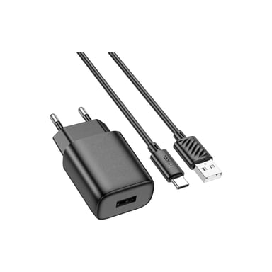 Зарядний пристрій HOCO C134A USB + cable USB to USB-C 2.4A black (6942007621359) - фото 1