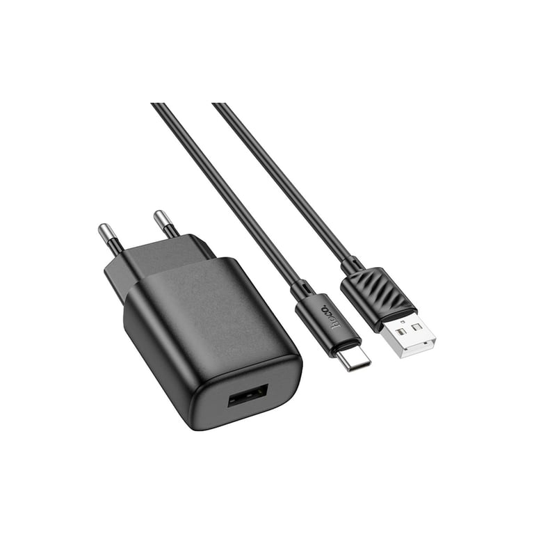 Зарядний пристрій HOCO C134A USB + cable USB to USB-C 2.4A black (6942007621359) - фото 1