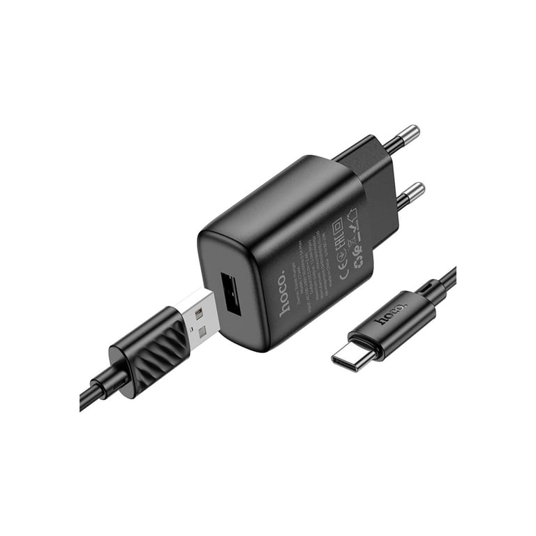 Зарядний пристрій HOCO C134A USB + cable USB to USB-C 2.4A black (6942007621359) - фото 2