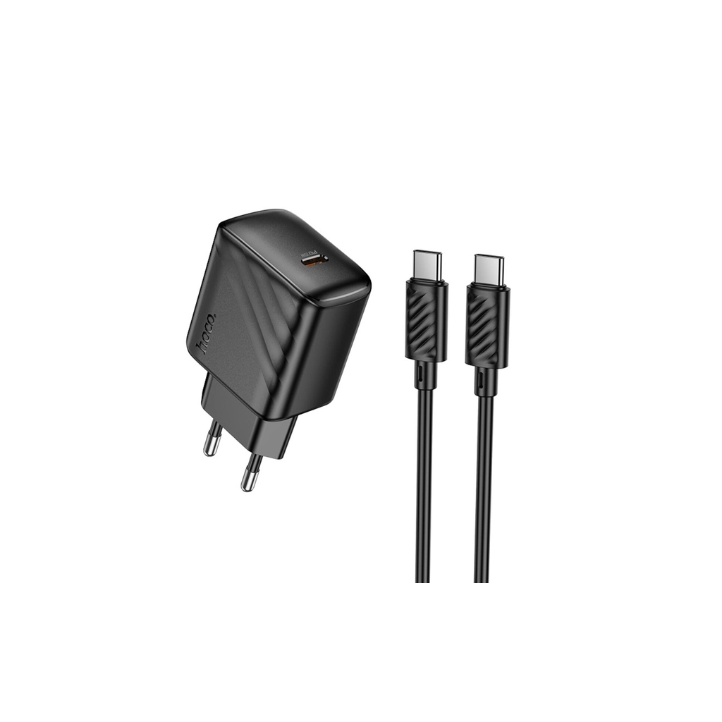 Зарядний пристрій HOCO CS24A USB-C PD25W + cable USB-C to USB-C black (6942007639774) - фото 1