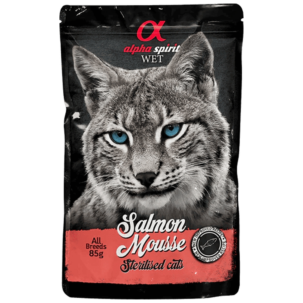 Вологий корм для кішок Alpha Spirit для стерилізованих старше 1 року з лососем 85 г (8436586311599) Вологий корм для кішок Alpha Spirit для стерилізованих старше 1 року з лососем 85 г (8436586311599)