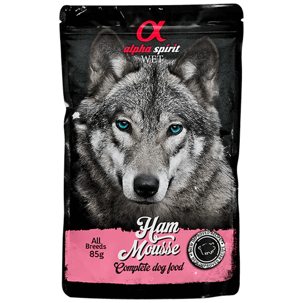 Вологий корм для собак Alpha Spirit старше 1 року з шинкою 85 г (8436586311650) Вологий корм для собак Alpha Spirit старше 1 року з шинкою 85 г (8436586311650)