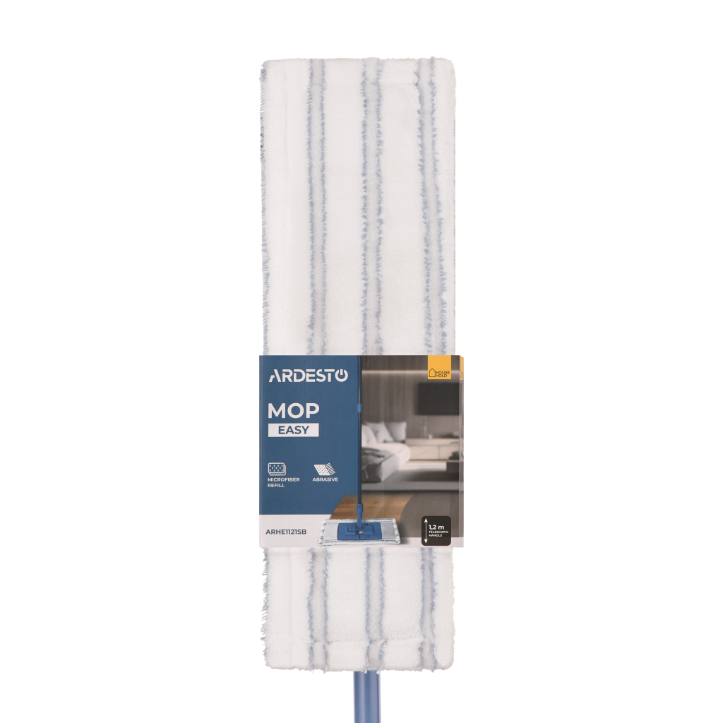 Швабра Ardesto Easy З телескопічною ручкою 70/120 см та змінною насадкою 40 см Синя (ARHE1121SB) - фото 8 Швабра Ardesto Easy З телескопічною ручкою 70/120 см та змінною насадкою 40 см Синя (ARHE1121SB) - фото 8