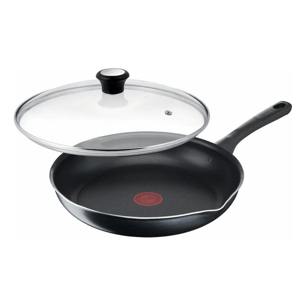 Сковорода Tefal Day by Day 20 см, з кришкою, алюміній, бакеліт, скло, чорний (B5580223UA)