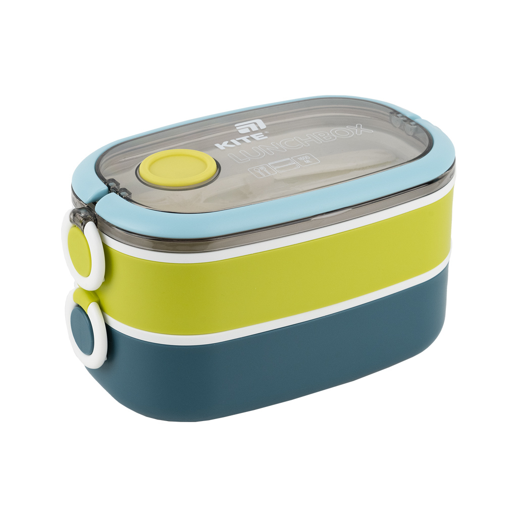 Ланч-бокс Kite подвійний з наповненням 1600 мл, синій (K25-1181-2) - фото 1