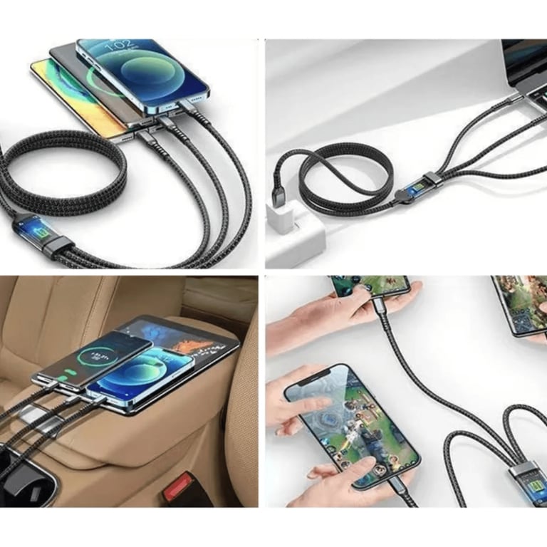 Дата кабель USB 2.0 AM to Lightning + Micro 5P + USB-C 1.2m 100W nylon black XoKo (SC-3100) - фото 10