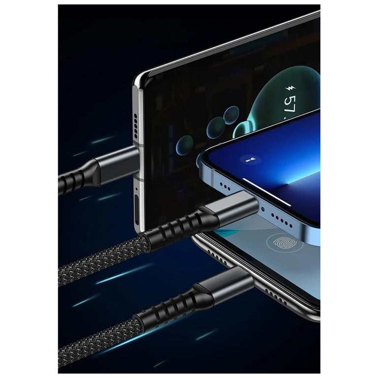 Дата кабель USB 2.0 AM to Lightning + Micro 5P + USB-C 1.2m 100W nylon black XoKo (SC-3100) - фото 5