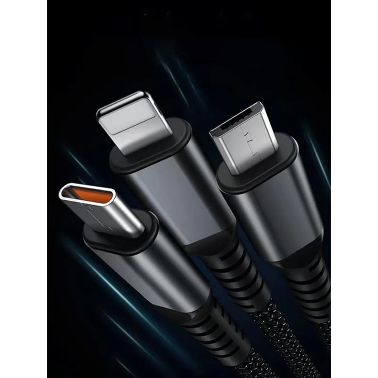 Дата кабель USB 2.0 AM to Lightning + Micro 5P + USB-C 1.2m 100W nylon black XoKo (SC-3100) - фото 7
