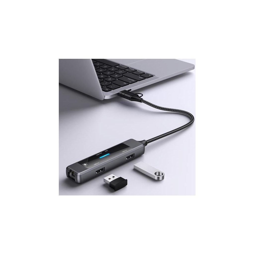 Концентратор XoKo USB-C 5-in-1 USB 3.0 + USB 2.0 + SD/TF + RJ45 100Mbps silver (XK-AC-350) - фото 3 Концентратор XoKo USB-C 5-in-1 USB 3.0 + USB 2.0 + SD/TF + RJ45 100Mbps silver (XK-AC-350) - фото 3