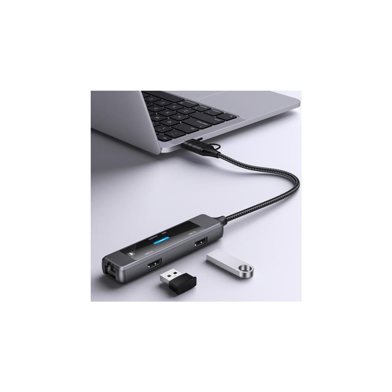 Концентратор XoKo USB-C 5-in-1 USB 3.0 + USB 2.0 + SD/TF + RJ45 100Mbps silver (XK-AC-350) - фото 3