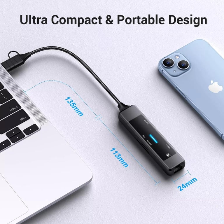 Концентратор XoKo USB-C 5-in-1 USB 3.0 + USB 2.0 + SD/TF + RJ45 100Mbps silver (XK-AC-350) - фото 5