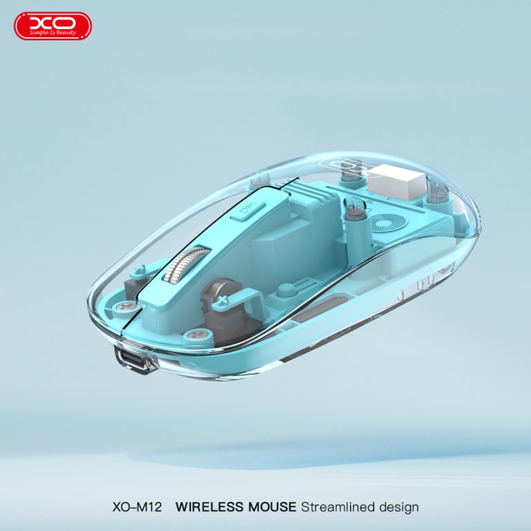 Мишка XO M12 Wireless Transparent/Blue (M12 Blue) - фото 7