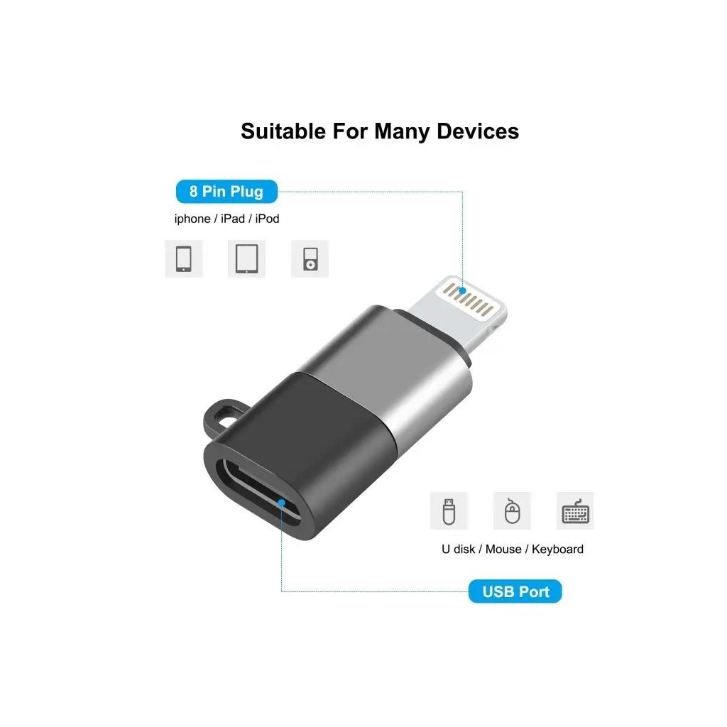 Перехідник USB-C F to Lightning M charger-audio XoKo (AC-029) - фото 5 Перехідник USB-C F to Lightning M charger-audio XoKo (AC-029) - фото 5