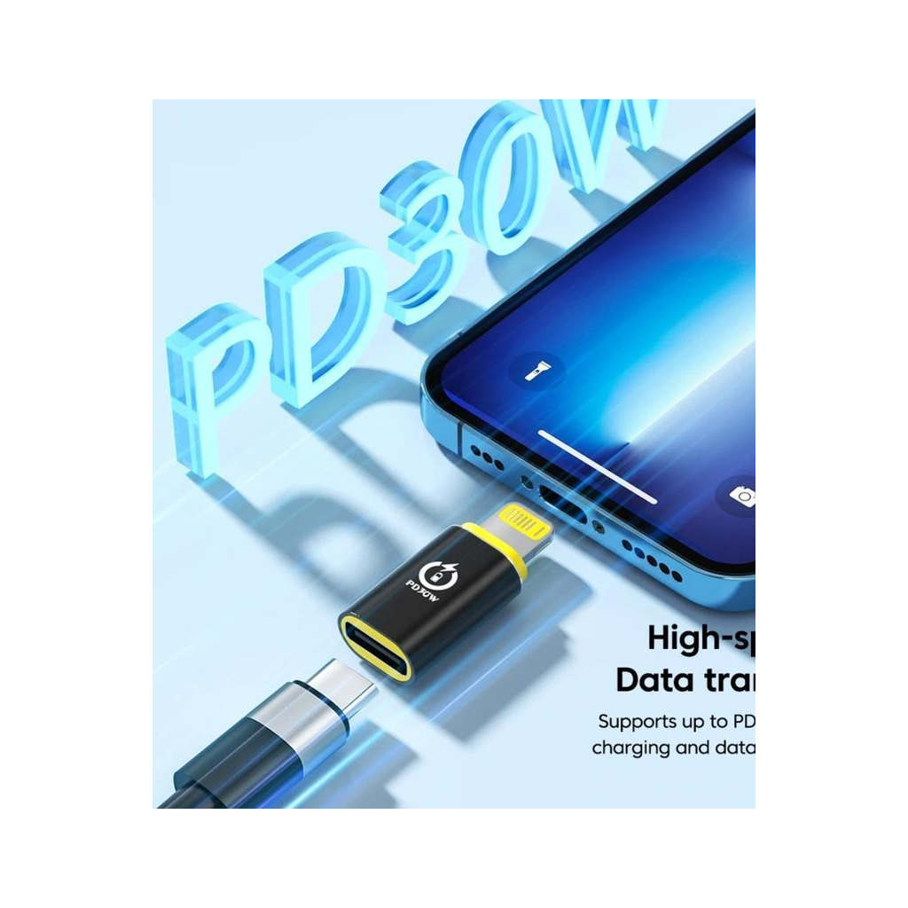 Перехідник USB-C F to Lightning M 30W black XoKo (AC-033) - фото 6 Перехідник USB-C F to Lightning M 30W black XoKo (AC-033) - фото 6