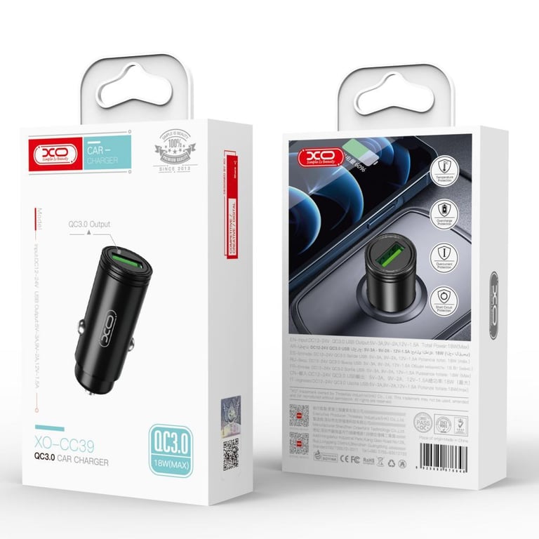 Зарядний пристрій XO USB QC3.0 black (CC39-BK) - фото 8
