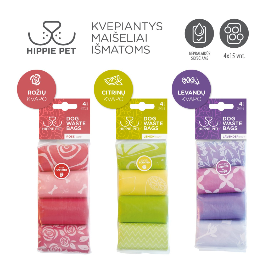Пакети для собак Hippie Pet з ароматом лаванди 4х15 шт (MPHIP63484) - фото 2 Пакети для собак Hippie Pet з ароматом лаванди 4х15 шт (MPHIP63484) - фото 2