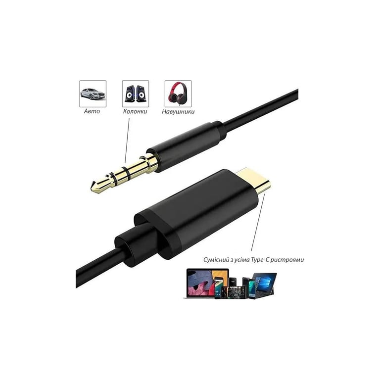 Кабель мультимедійний USB-C to 3.5mm M 1.0m black XoKo (AUX-002-BK) - фото 4