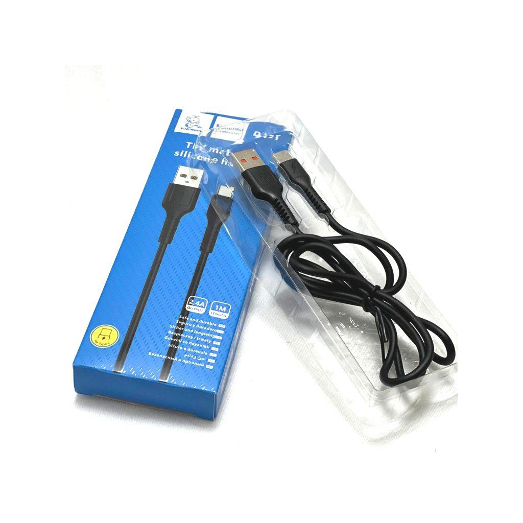 Дата кабель USB 2.0 AM to USB-C 1.0m 2.4A silicone black Denmen (DM-D42T-BK) - фото 3 Дата кабель USB 2.0 AM to USB-C 1.0m 2.4A silicone black Denmen (DM-D42T-BK) - фото 3