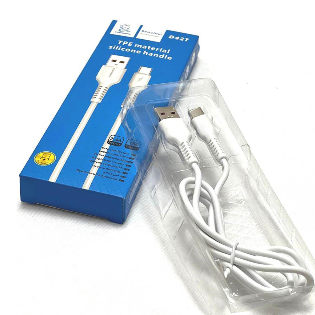 Дата кабель USB 2.0 AM to USB-C 1.0m 2.4A silicone white Denmen (DM-D42T-WH) - фото 3 Дата кабель USB 2.0 AM to USB-C 1.0m 2.4A silicone white Denmen (DM-D42T-WH) - фото 3