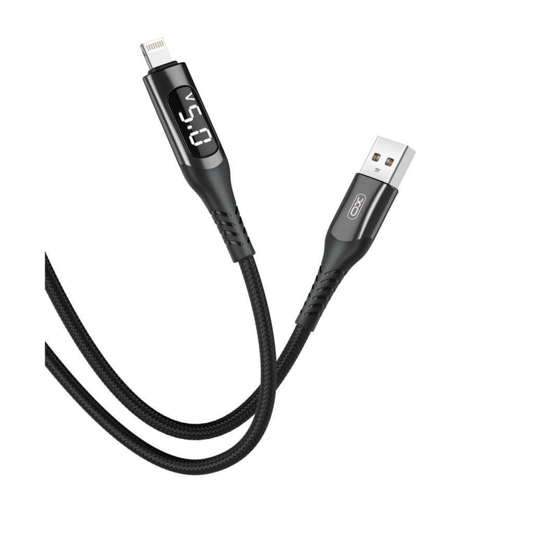 Дата кабель USB 2.0 AM to Lightning 1.0m 2.4A LED black XO (NB162-L-1-BK) - фото 1