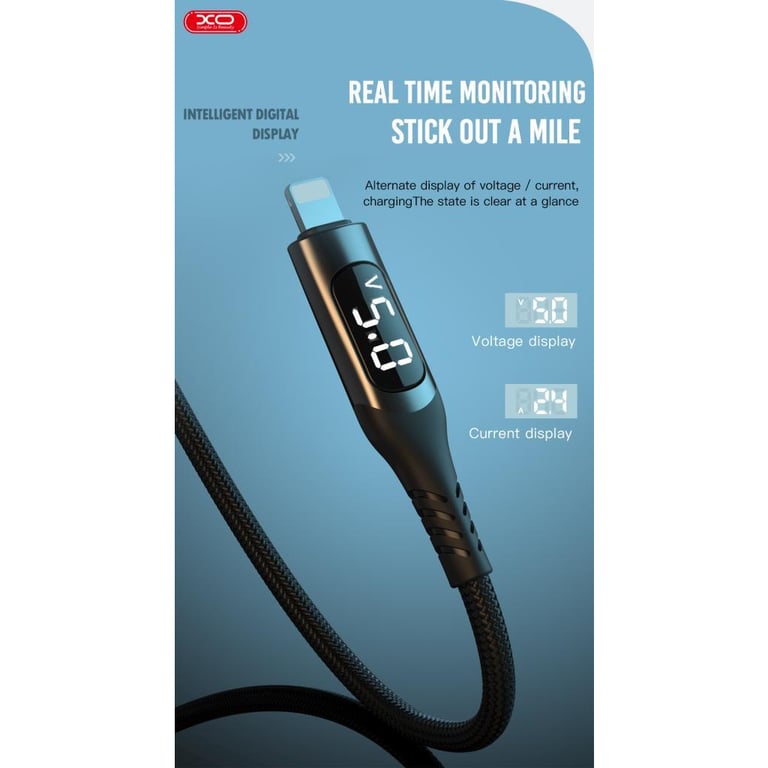 Дата кабель USB 2.0 AM to Lightning 1.0m 2.4A LED black XO (NB162-L-1-BK) - фото 4
