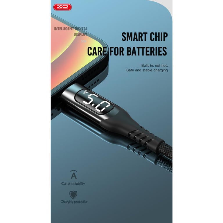 Дата кабель USB 2.0 AM to Lightning 1.0m 2.4A LED black XO (NB162-L-1-BK) - фото 5