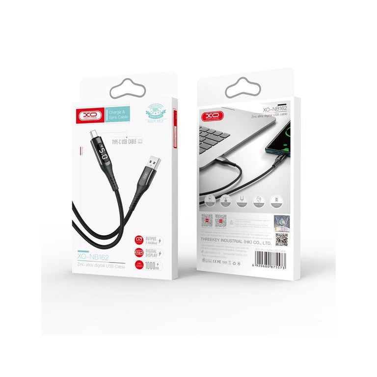 Дата кабель USB 2.0 AM to Lightning 1.0m 2.4A LED black XO (NB162-L-1-BK) - фото 6