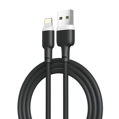 Дата кабель USB 2.0 AM to Lightning 1.0m 2.1A silicone black XO (NB208-L-1-BK) - фото 1