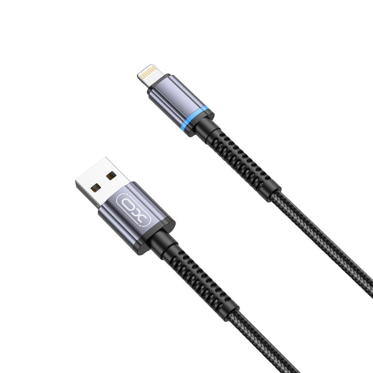 Дата кабель USB 2.0 AM to Lightning 1.0m 2.4A black XO (NB215-L-1-BK) - фото 1