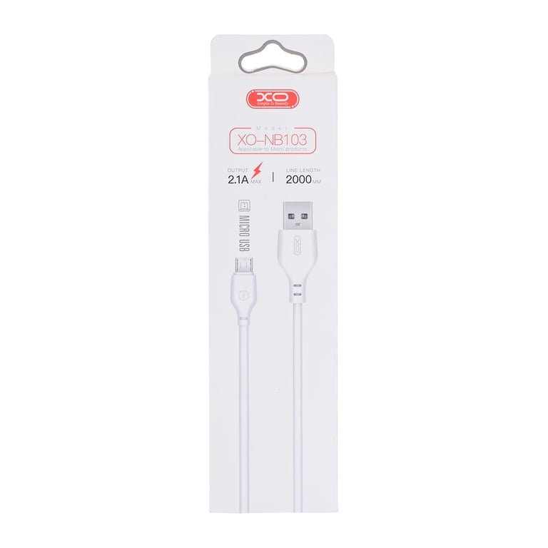 Дата кабель USB 2.0 AM to Micro 5P 2.0m 2.1A white XO (NB103-M2-WH) - фото 2