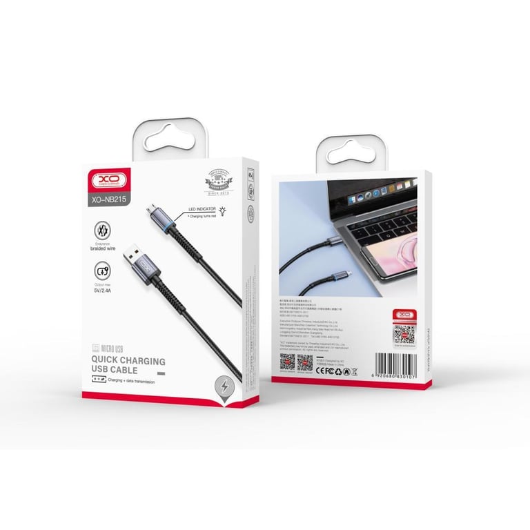 Дата кабель USB 2.0 AM to Micro 5P 1.0m 2.4A black XO (NB215-M-BK) - фото 2