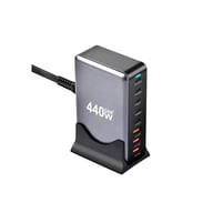 Зарядний пристрій XoKo 2xUSB-С PD100W + 3xUSB-С PD65W + 3xUSB QC18W 440W GaN (QC-400) - фото 1