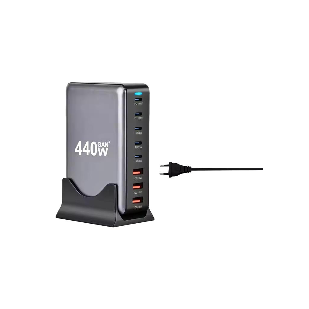 Зарядний пристрій XoKo 2xUSB-С PD100W + 3xUSB-С PD65W + 3xUSB QC18W 440W GaN (QC-400) - фото 4 Зарядний пристрій XoKo 2xUSB-С PD100W + 3xUSB-С PD65W + 3xUSB QC18W 440W GaN (QC-400) - фото 4