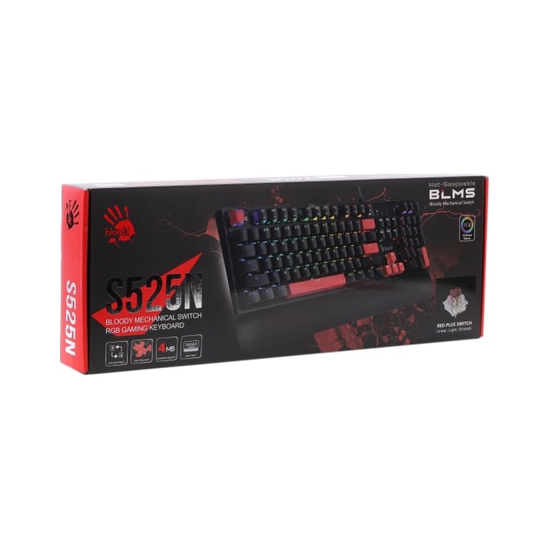 Клавіатура A4Tech Bloody S525N RGB BLMS Red Switch USB Fire Black (4711421002066) - фото 6