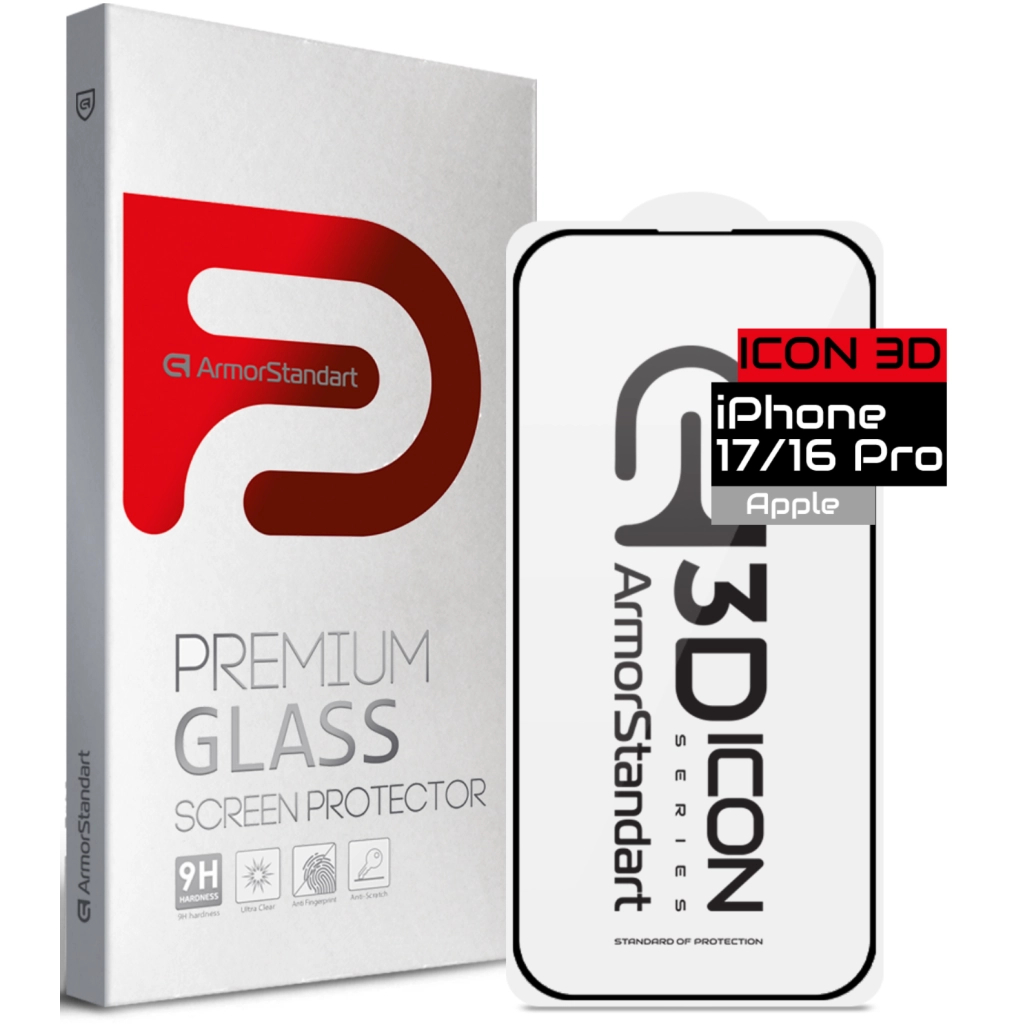 Скло захисне Armorstandart Icon 3D Apple iPhone 17 / 16 Pro (ARM86213) Скло захисне Armorstandart Icon 3D Apple iPhone 17 / 16 Pro (ARM86213)
